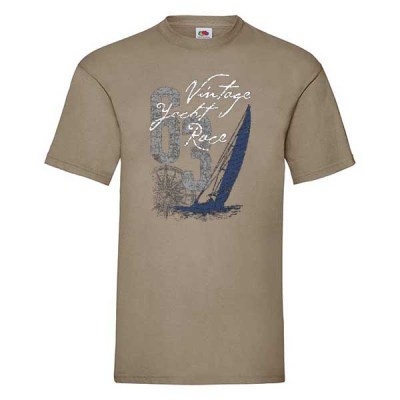 ΧΑΚΙ t-shirt FRUIT OF THE LOOM με στάμπα A8656